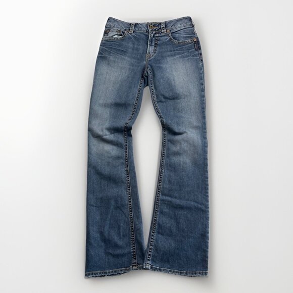 Y2K SILVER Suki Bootcut Jeans Sz 29 x *34* LightBlue Denim Western Glove Works - Picture 1 of 12